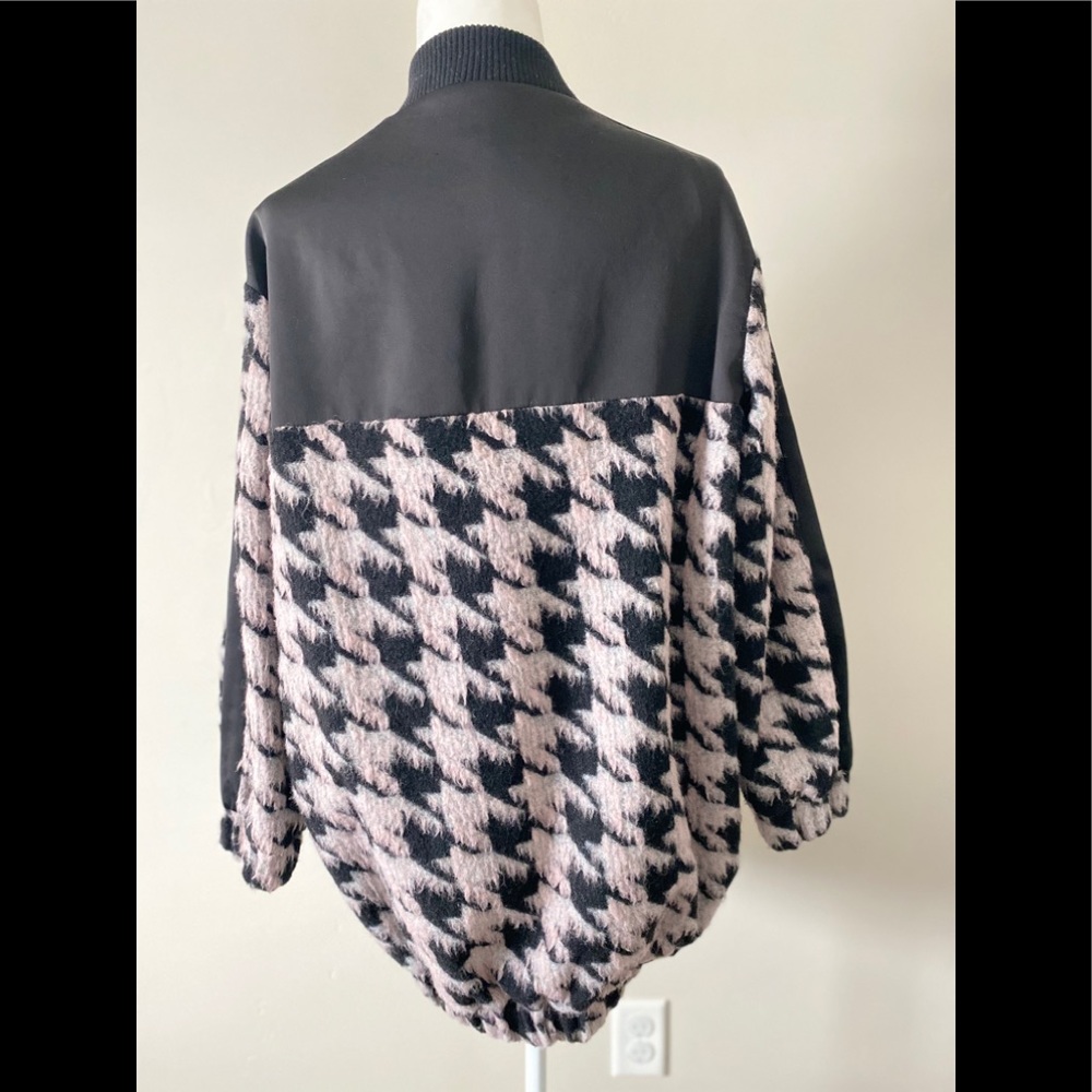 TOPSHOP Black Multi Hairy Houndstooth Coat - Picture 6 of 8